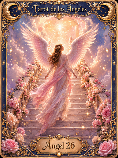 Angel escala con rosas