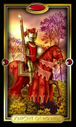 ARCANO MENOS CABALLO DE BASTOS, GILDED TAROT